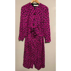 Vintage Liz Claiborne Womens Dress Sz 8 Purple Animal Print Silk Satin Mob Wife